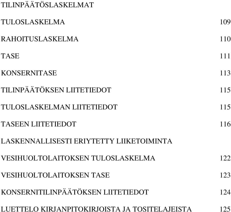 LASKENNALLISESTI ERIYTETTY LIIKETOIMINTA VESIHUOLTOLAITOKSEN TULOSLASKELMA 122