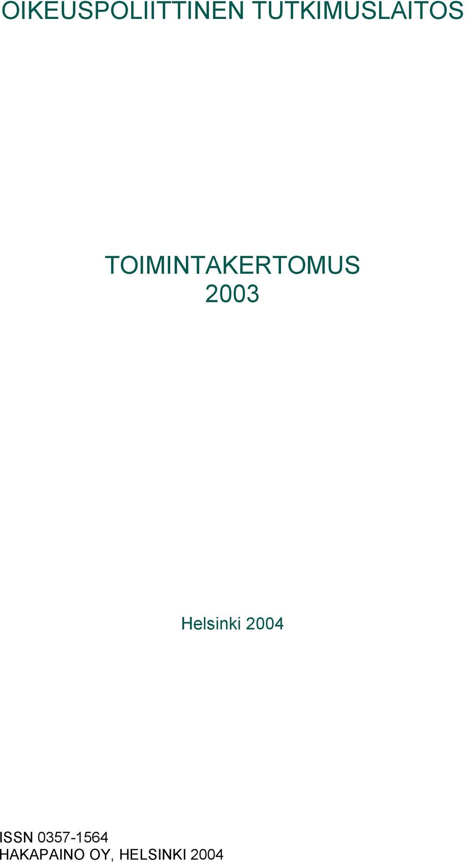 TOIMINTAKERTOMUS 2003