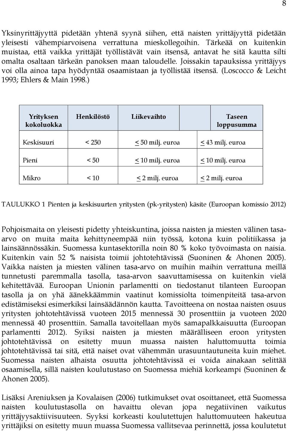 Joissakin tapauksissa yrittäjyys voi olla ainoa tapa hyödyntää osaamistaan ja työllistää itsensä. (Loscocco & Leicht 1993; Ehlers & Main 1998.