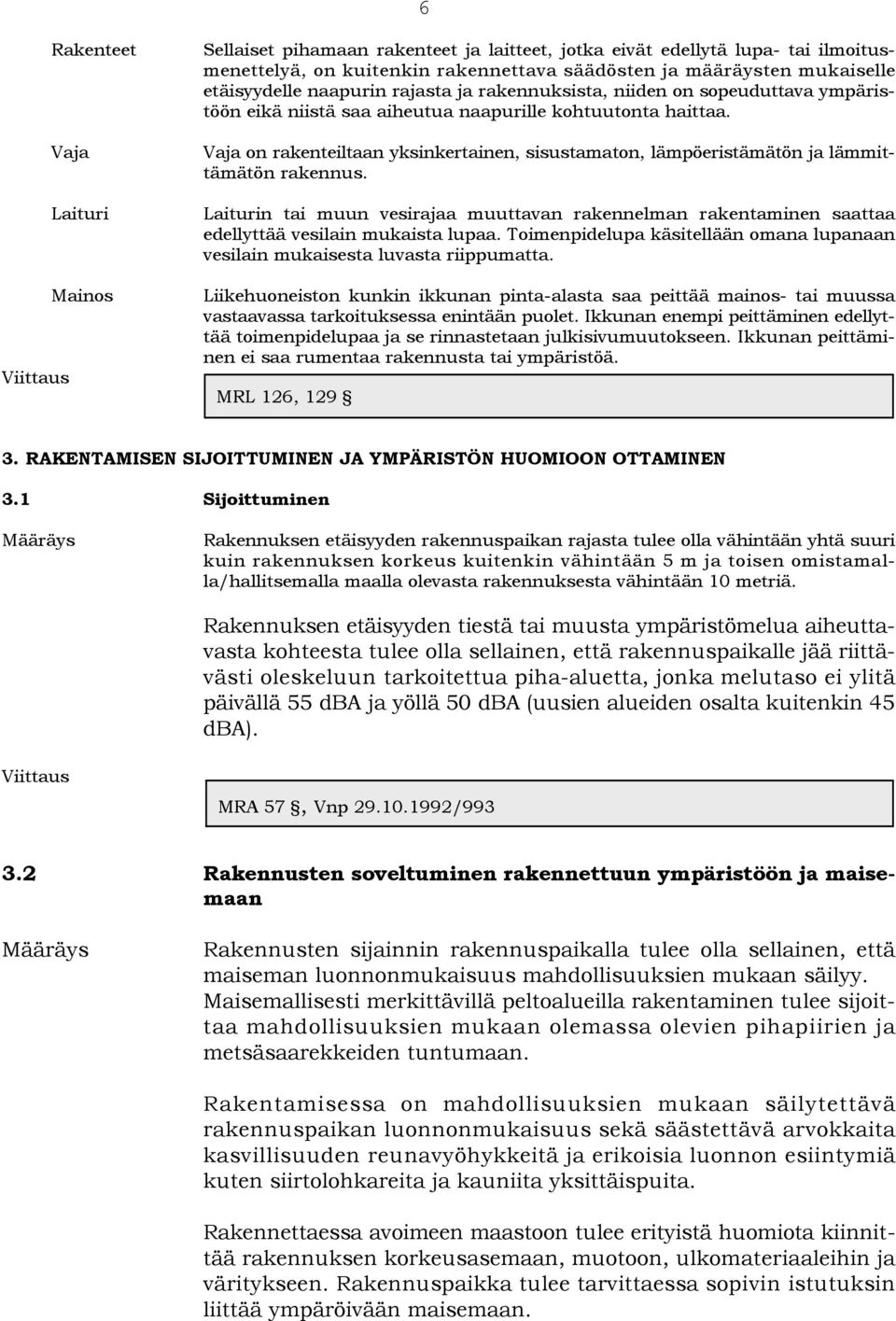 Vaja on rakenteiltaan yksinkertainen, sisustamaton, lämpöeristämätön ja lämmittämätön rakennus.