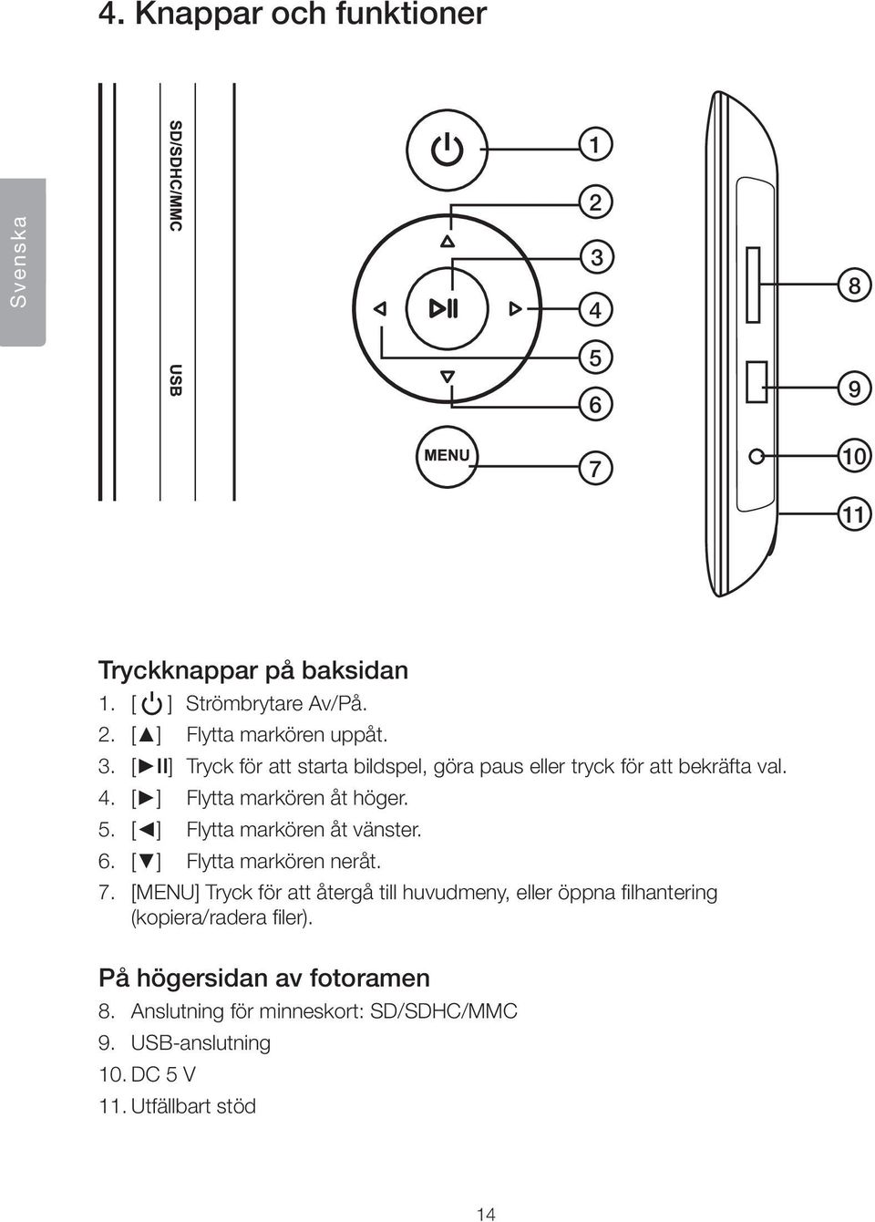 [ ] Flytta markören åt vänster. 6. [ ] Flytta markören neråt. 7.