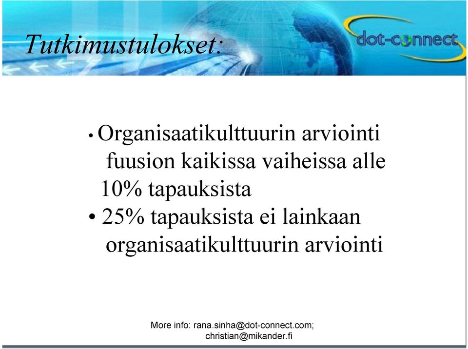 10% tapauksista 25% tapauksista ei