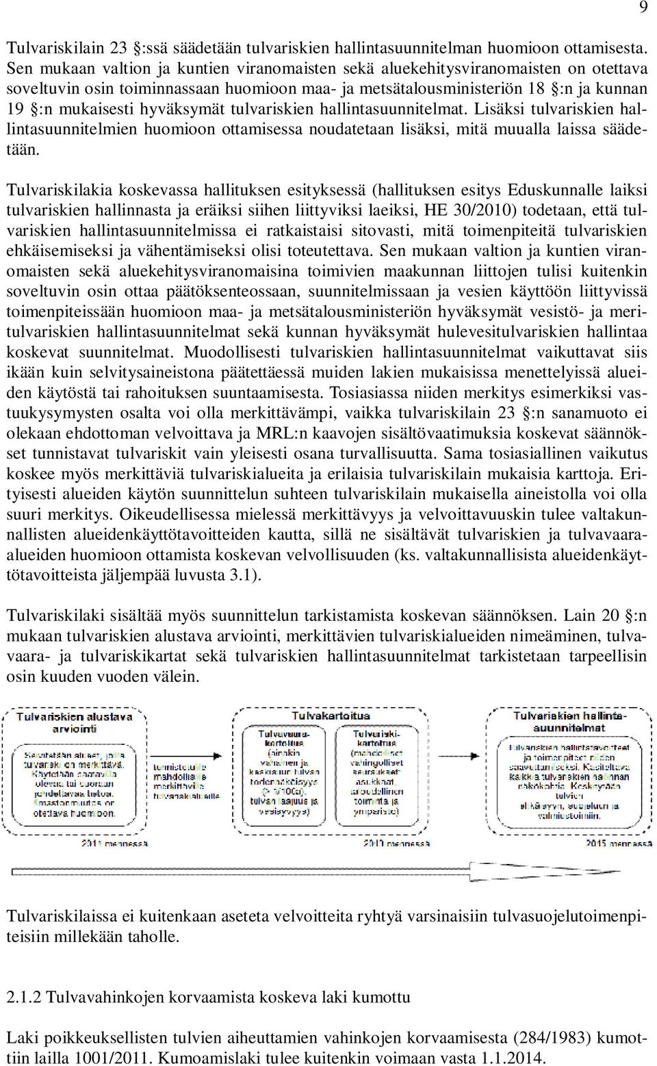 tulvariskien hallintasuunnitelmat. Lisäksi tulvariskien hallintasuunnitelmien huomioon ottamisessa noudatetaan lisäksi, mitä muualla laissa säädetään.