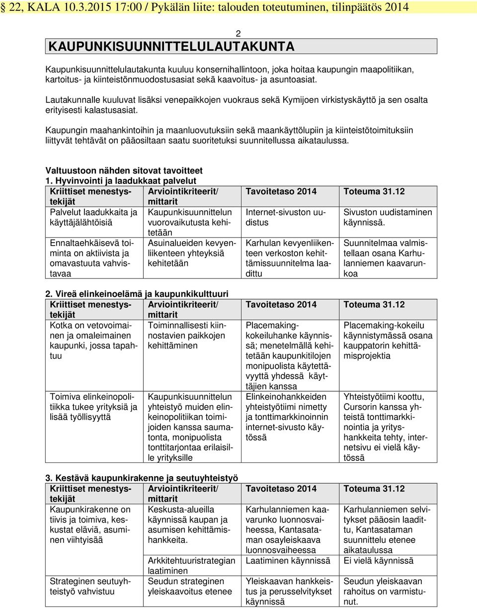 kartoitus- ja kiinteistönmuodostusasiat sekä kaavoitus- ja asuntoasiat. Lautakunnalle kuuluvat lisäksi venepaikkojen vuokraus sekä Kymijoen virkistyskäyttö ja sen osalta erityisesti kalastusasiat.