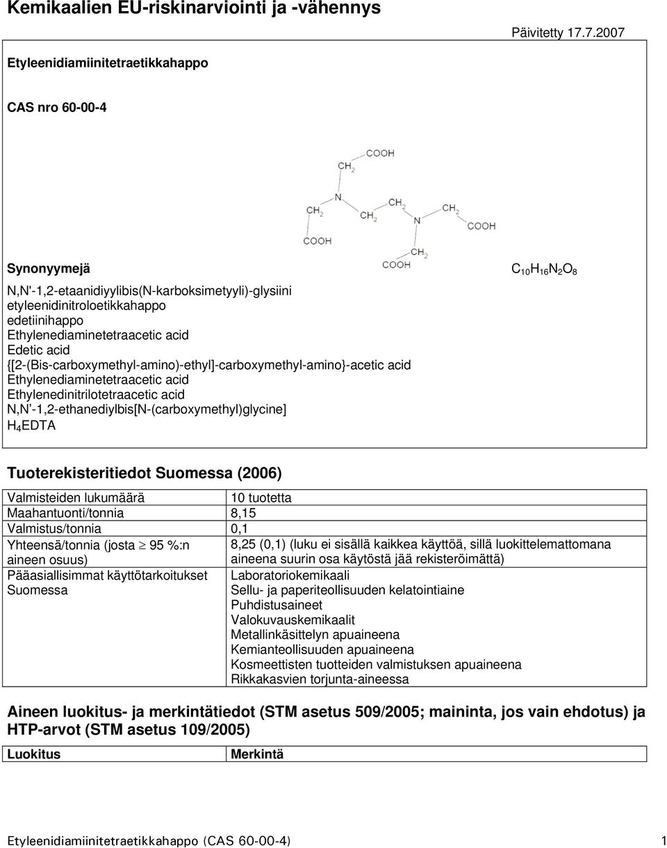 Ethylenediaminetetraacetic acid Edetic acid {[2-(Bis-carboxymethyl-amino)-ethyl]-carboxymethyl-amino}-acetic acid Ethylenediaminetetraacetic acid Ethylenedinitrilotetraacetic acid N,N