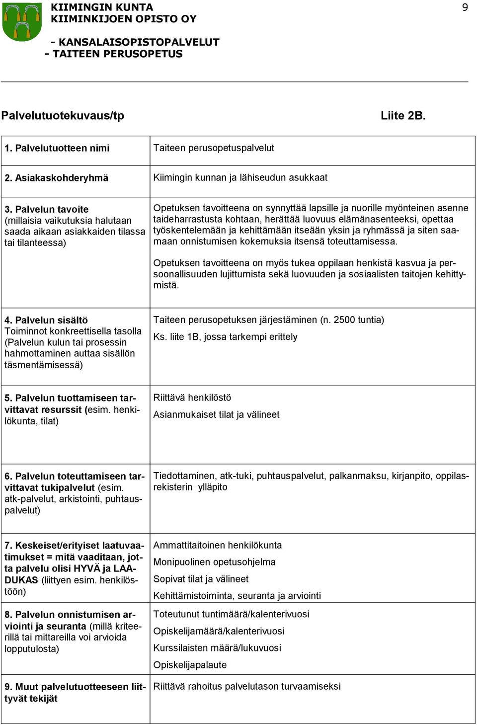 herättää luovuus elämänasenteeksi, opettaa työskentelemään ja kehittämään itseään yksin ja ryhmässä ja siten saamaan onnistumisen kokemuksia itsensä toteuttamisessa.