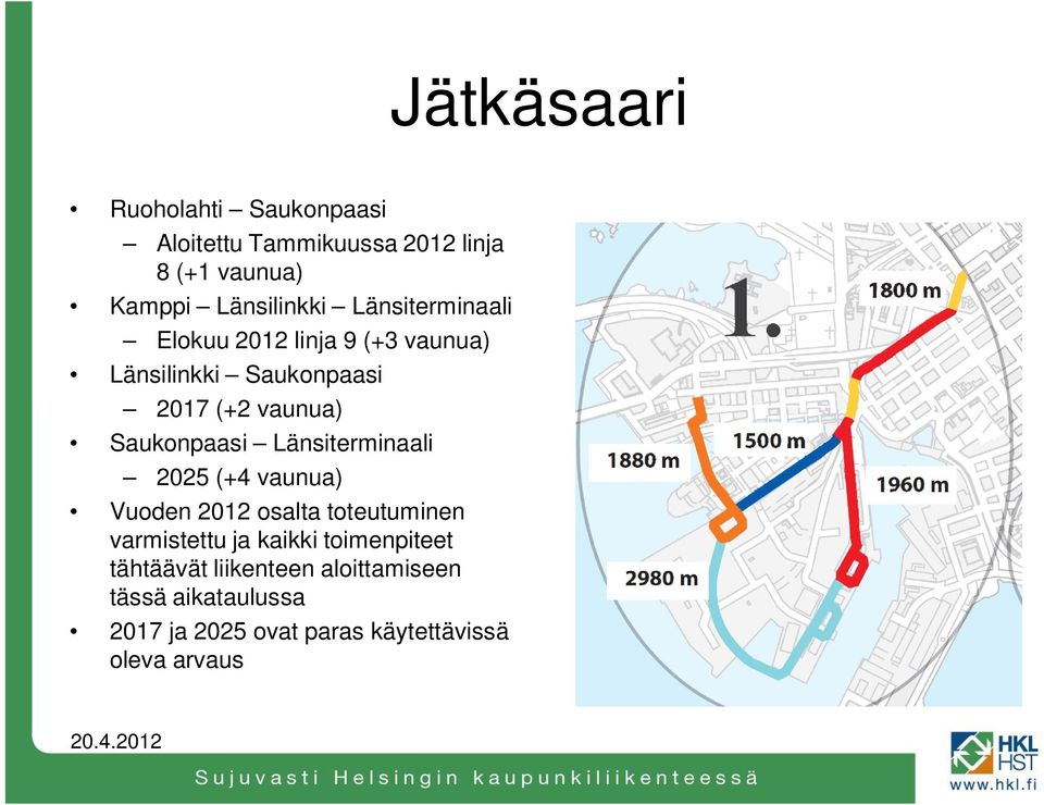 Länsiterminaali 2025 (+4 vaunua) Vuoden 2012 osalta toteutuminen varmistettu ja kaikki toimenpiteet