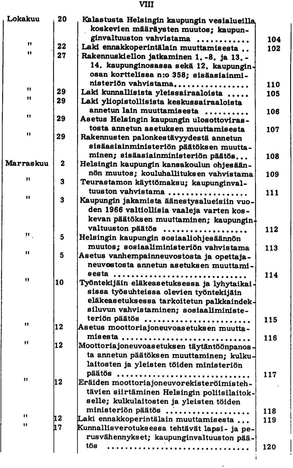 kaupungin osan korttelissa n:o 358; sisäasiainministeriön vahvistama Laki kunnallisista yleissairaaloista Laki yliopistollisista keskussairaaloista annetun lain muuttamisesta.