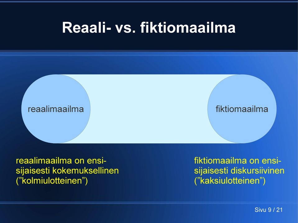 reaalimaailma on ensisijaisesti kokemuksellinen (