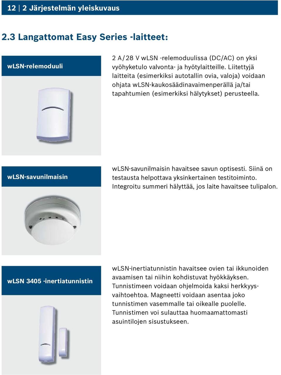 wlsn-savunilmaisin wlsn-savunilmaisin havaitsee savun optisesti. Siinä on testausta helpottava yksinkertainen testitoiminto. Integroitu summeri hälyttää, jos laite havaitsee tulipalon.