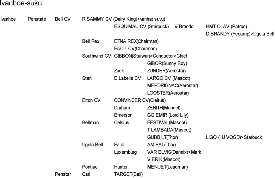 Southwind CV GIBBON(Starwar)>Conductor>Chief GIBOR(Sunny Boy) Zack ZUNDER(Aerostar) Stan E.