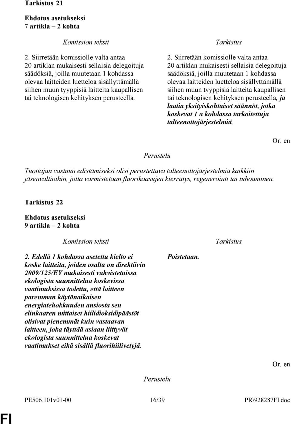 kaupallisen tai teknologisen kehityksen perusteella. 2.