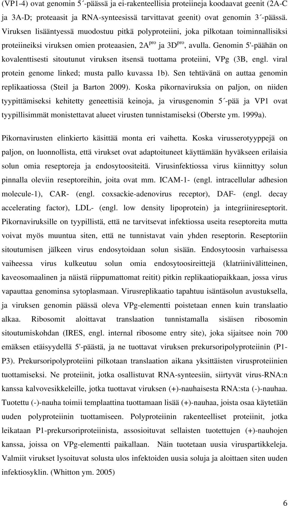 Genomin 5'-päähän on kovalenttisesti sitoutunut viruksen itsensä tuottama proteiini, VPg (3B, engl. viral protein genome linked; musta pallo kuvassa 1b).