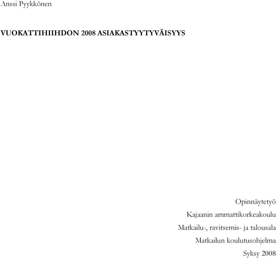 ammattikorkeakoulu Matkailu-, ravitsemis-