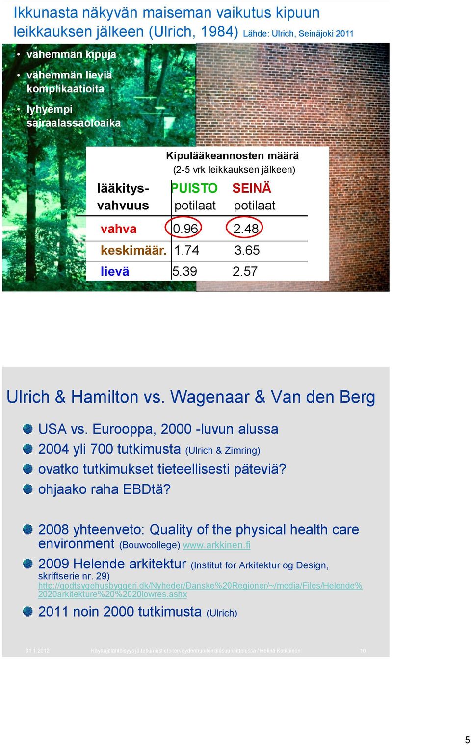 Wagenaar & Van den Berg USA vs. Eurooppa, 2000 -luvun alussa 2004 yli 700 tutkimusta (Ulrich & Zimring) ovatko tutkimukset tieteellisesti päteviä? ohjaako raha EBDtä?