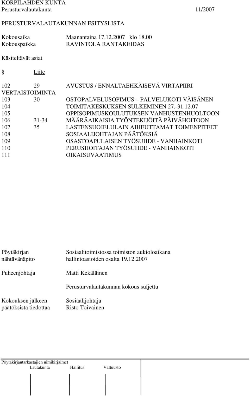 SULKEMINEN 27.-31.12.