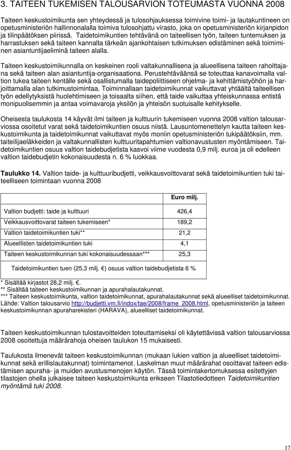 Taidetoimikuntien tehtävänä on taiteellisen työn, taiteen tuntemuksen ja harrastuksen sekä taiteen kannalta tärkeän ajankohtaisen tutkimuksen edistäminen sekä toimiminen asiantuntijaeliminä taiteen