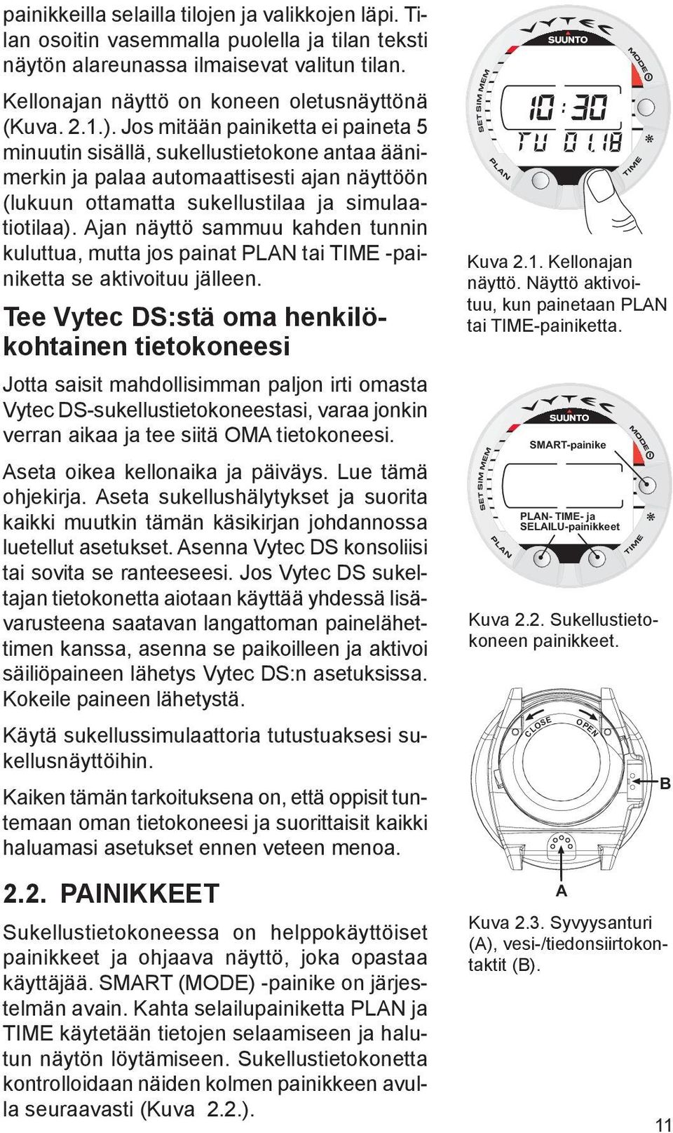 Ajan näyttö sammuu kahden tunnin kuluttua, mutta jos painat PLAN tai TIME -painiketta se aktivoituu jälleen.