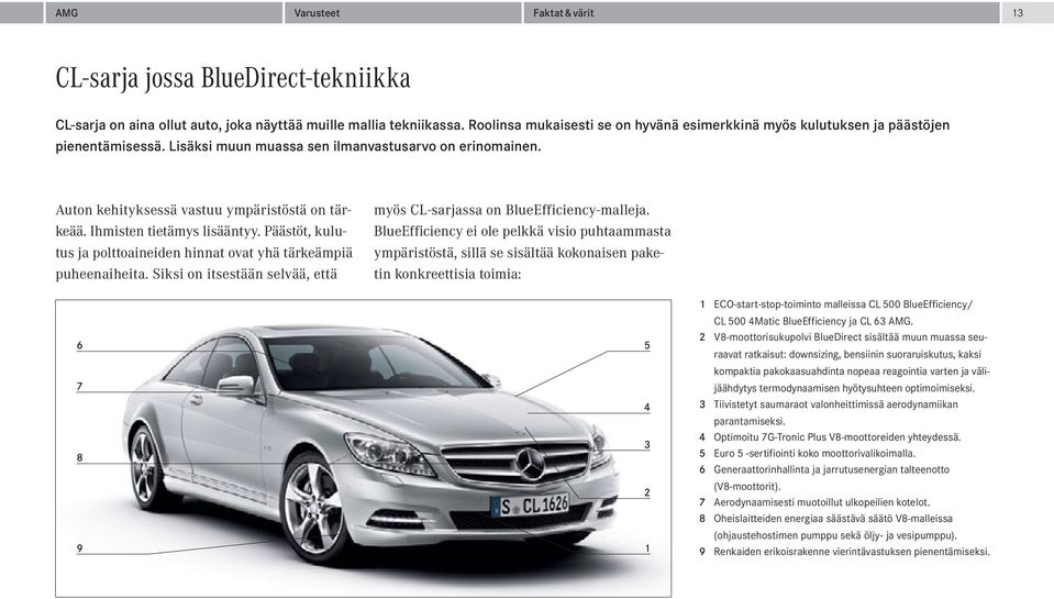 Ihmisten tietämys lisääntyy. Päästöt, kulutus ja polttoaineiden hinnat ovat yhä tärkeämpiä puheenaiheita. Siksi on itsestään selvää, että 6 7 8 9 myös CL-sarjassa on BlueEfficiency-malleja.