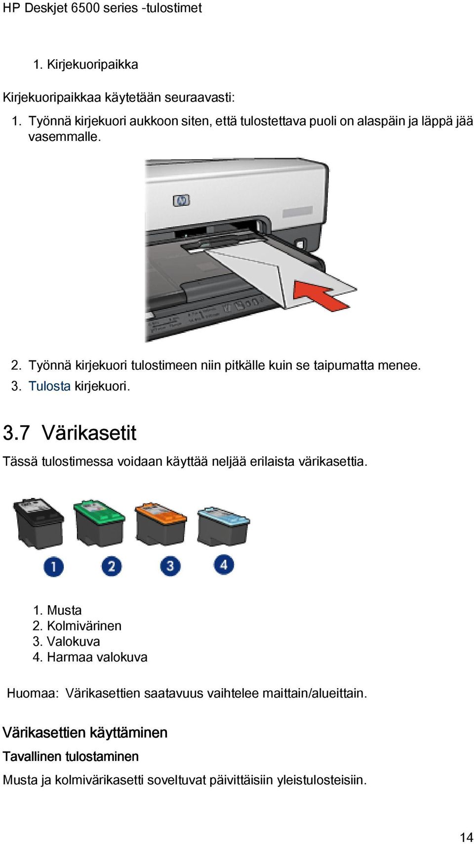 Työnnä kirjekuori tulostimeen niin pitkälle kuin se taipumatta menee. 3.