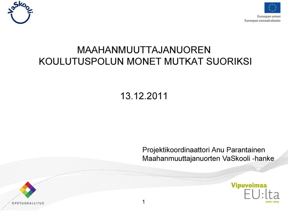 2011 Projektikoordinaattori Anu