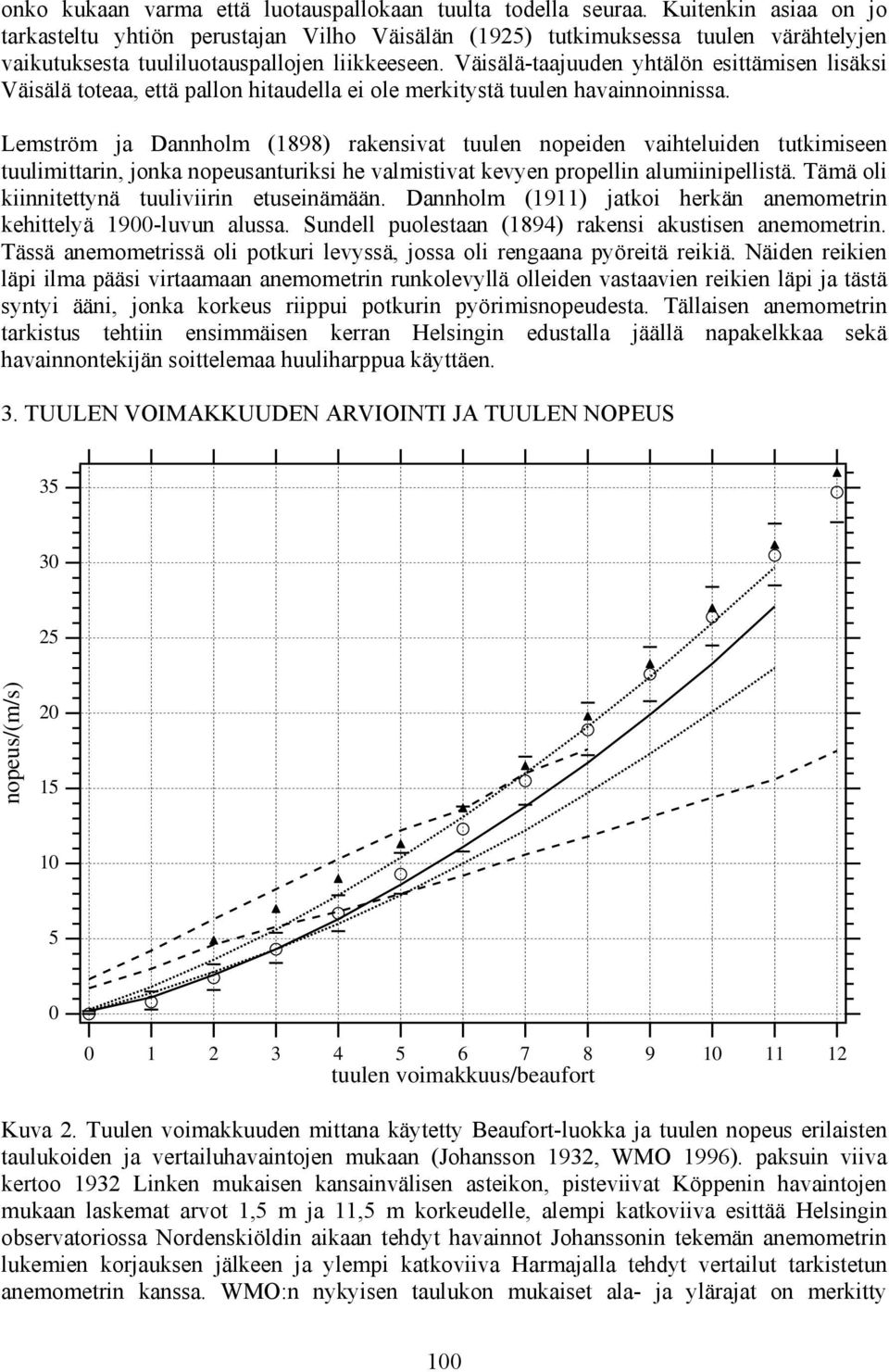 Väisälä-taajuuden yhtälön esittämisen lisäksi Väisälä toteaa, että pallon hitaudella ei ole merkitystä tuulen havainnoinnissa.