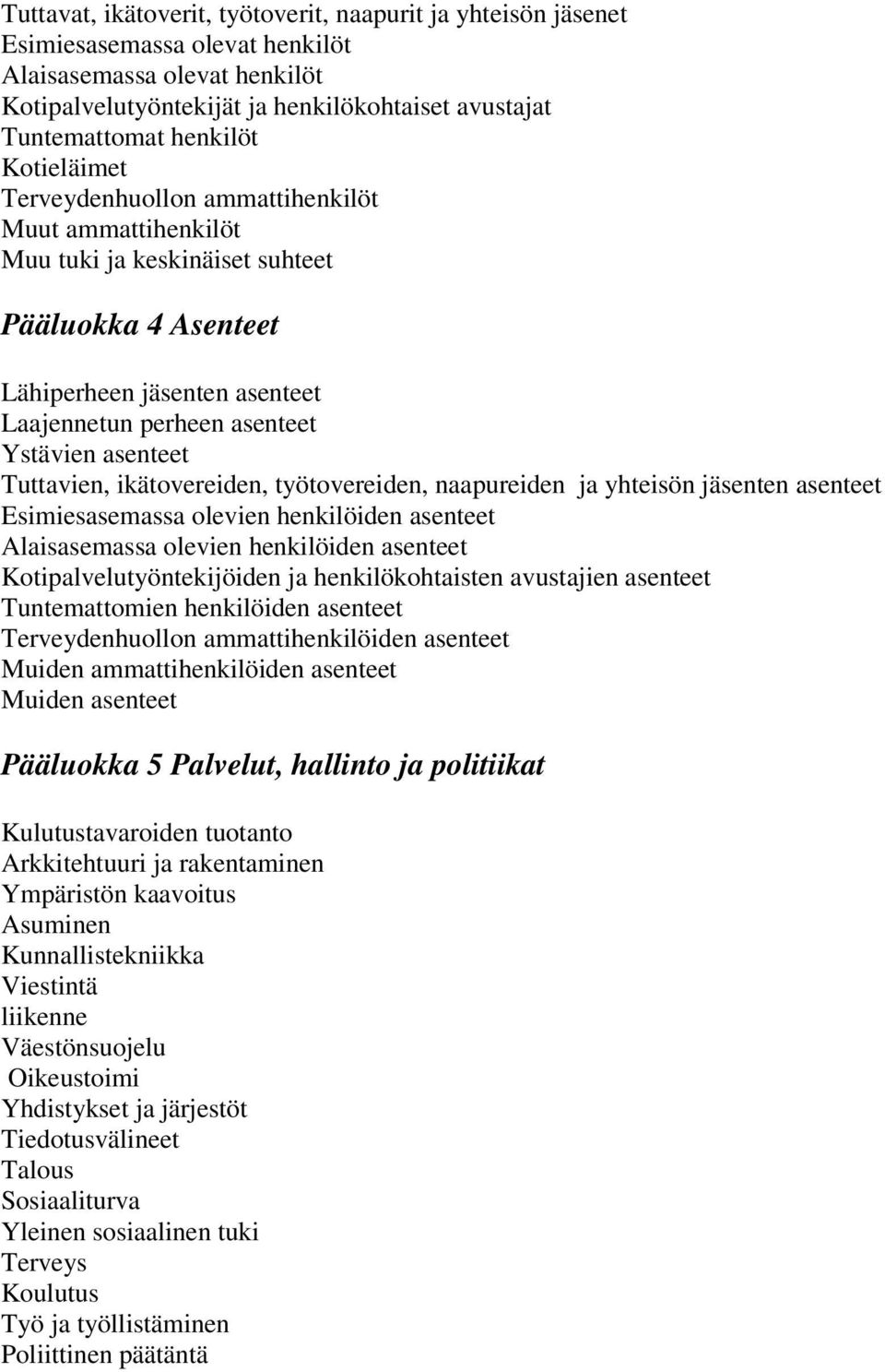 Tuttavien, ikätovereiden, työtovereiden, naapureiden ja yhteisön jäsenten asenteet Esimiesasemassa olevien henkilöiden asenteet Alaisasemassa olevien henkilöiden asenteet Kotipalvelutyöntekijöiden ja