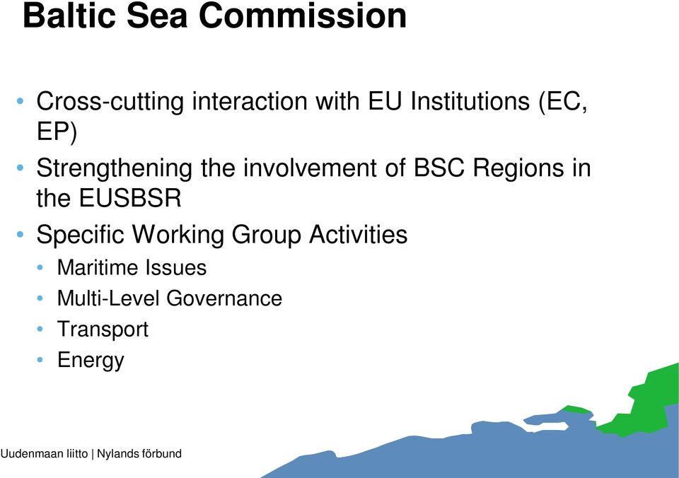 BSC Regions in the EUSBSR Specific Working Group
