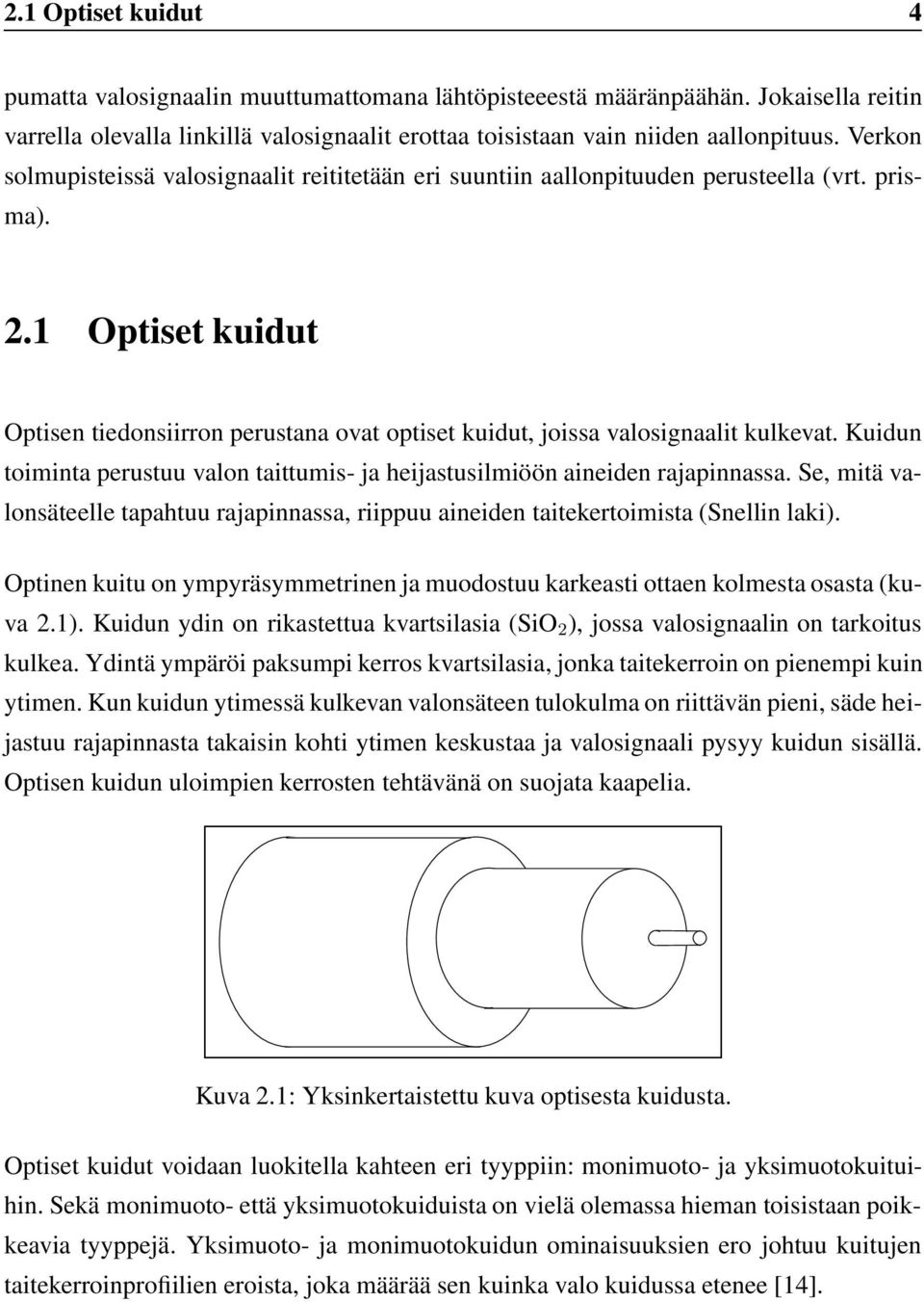 1 Optiset kuidut Optisen tiedonsiirron perustana ovat optiset kuidut, joissa valosignaalit kulkevat. Kuidun toiminta perustuu valon taittumis- ja heijastusilmiöön aineiden rajapinnassa.