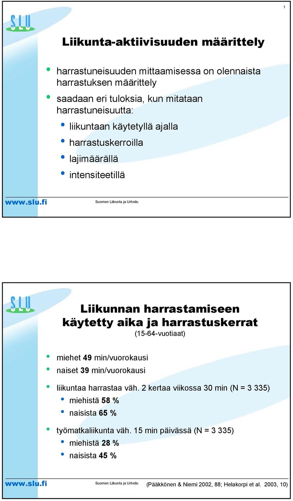 harrastuskerrat (15-64-vuotiaat) 49 min/vuorokausi 39 min/vuorokausi liikuntaa harrastaa väh.