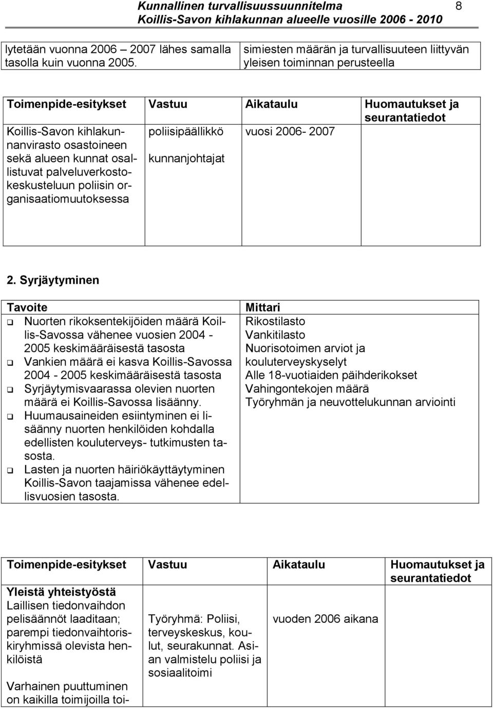 osallistuvat palveluverkostokeskusteluun poliisin organisaatiomuutoksessa poliisipäällikkö kunnanjohtajat vuosi 2006-2007 2.