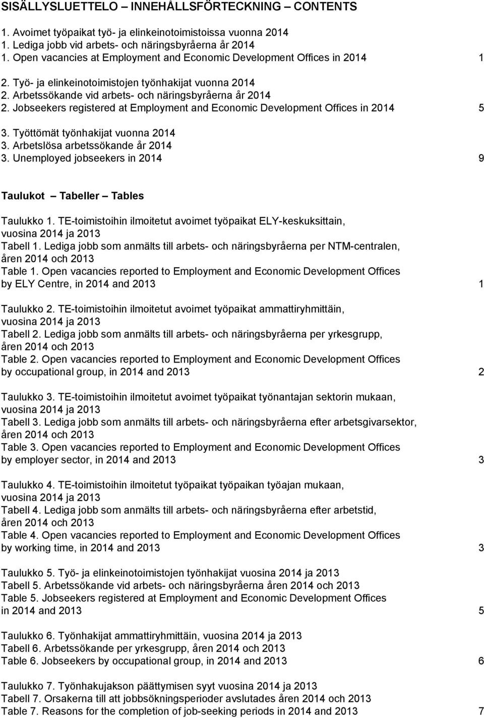 Jobseekers registered at Employment and Economic Development Offices in 2014 5 3. Työttömät työnhakijat vuonna 2014 3. Arbetslösa arbetssökande år 2014 3.