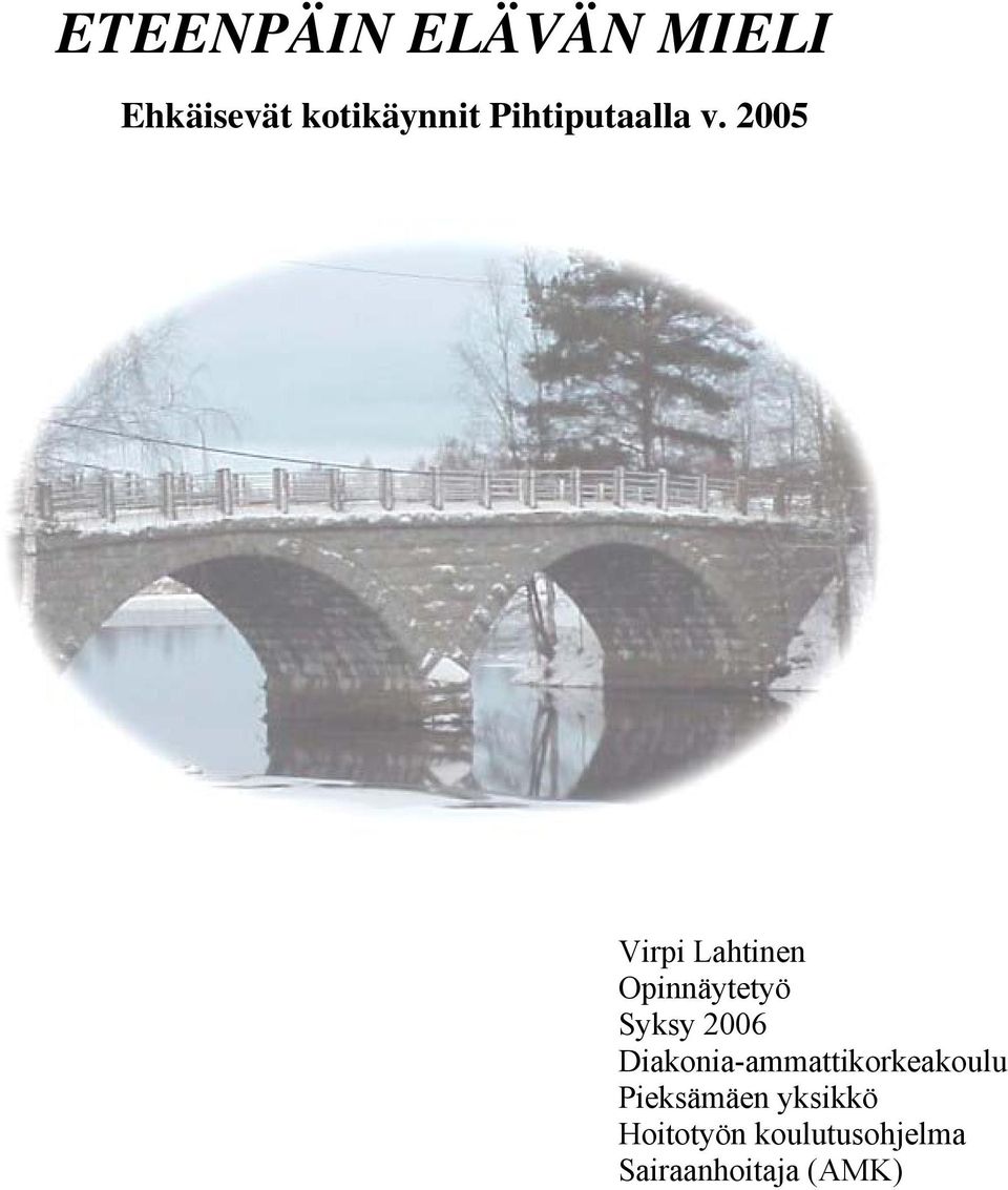 2005 Virpi Lahtinen Opinnäytetyö Syksy 2006