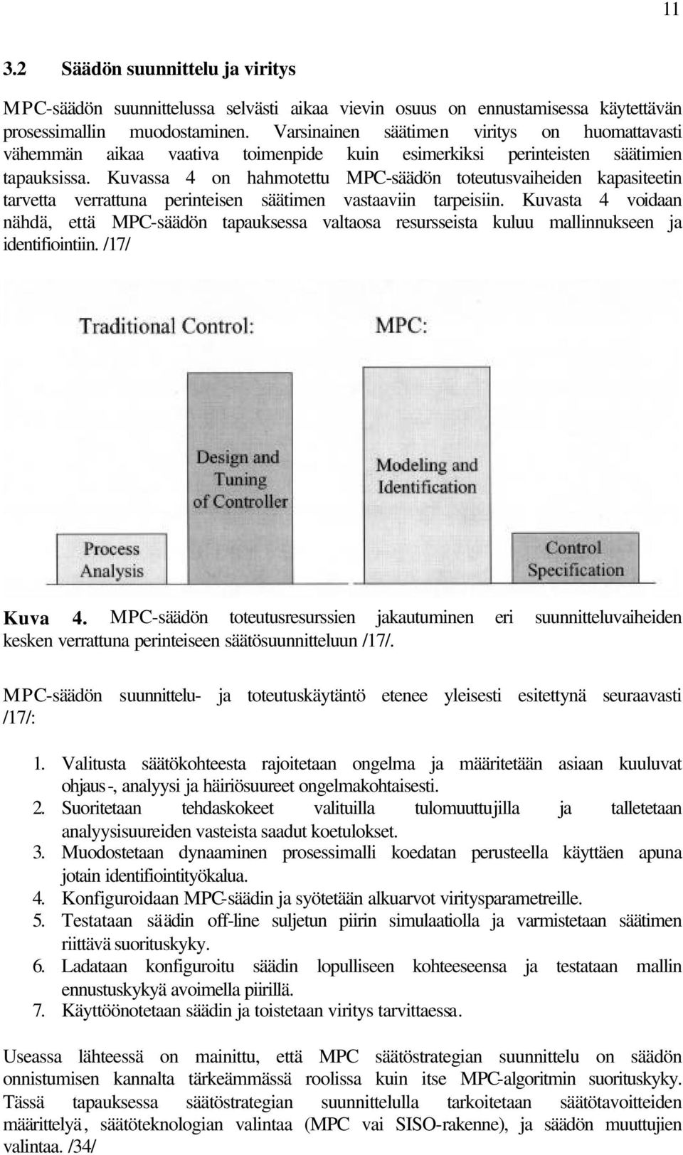 Kuvassa 4 on hahmotettu MPC-säädön toteutusvaiheiden kapasiteetin tarvetta verrattuna perinteisen säätimen vastaaviin tarpeisiin.