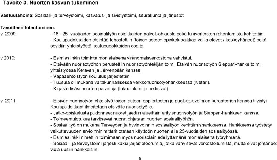 - Koulupudokkaiden etsintää tehostettiin (toisen asteen opiskelupaikkaa vailla olevat / keskeyttäneet) sekä sovittiin yhteistyöstä koulupudokkaiden osalta.