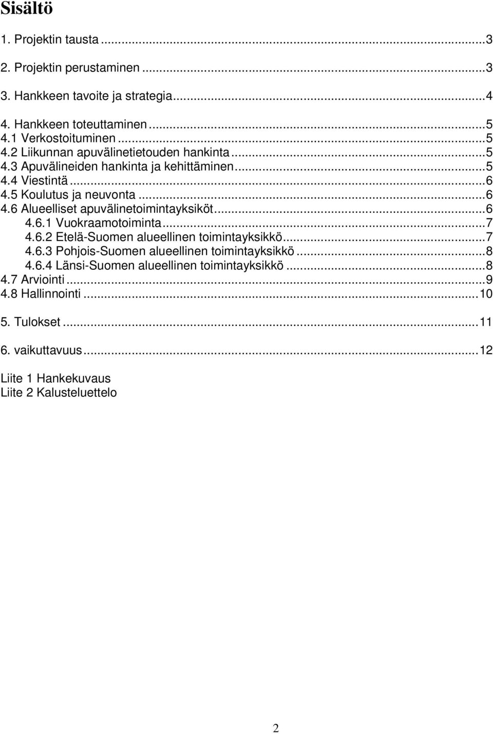 ..6 4.6 Alueelliset apuvälinetoimintayksiköt...6 4.6.1 Vuokraamotoiminta...7 4.6.2 Etelä-Suomen alueellinen toimintayksikkö...7 4.6.3 Pohjois-Suomen alueellinen toimintayksikkö.