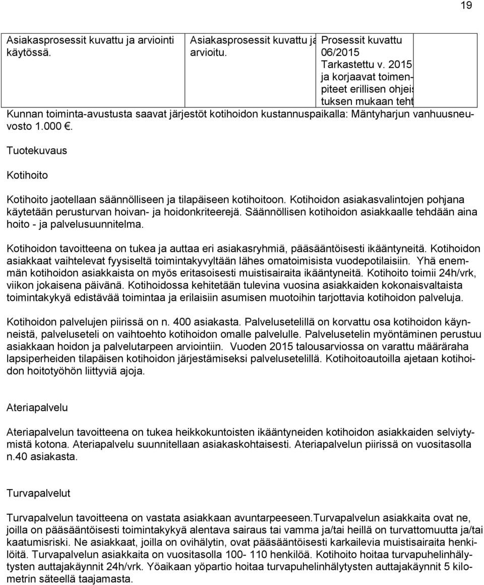 Kotihoito Kotihoito jaotellaan säännölliseen ja tilapäiseen kotihoitoon. Kotihoidon asiakasvalintojen pohjana käytetään perusturvan hoivan- ja hoidonkriteerejä.