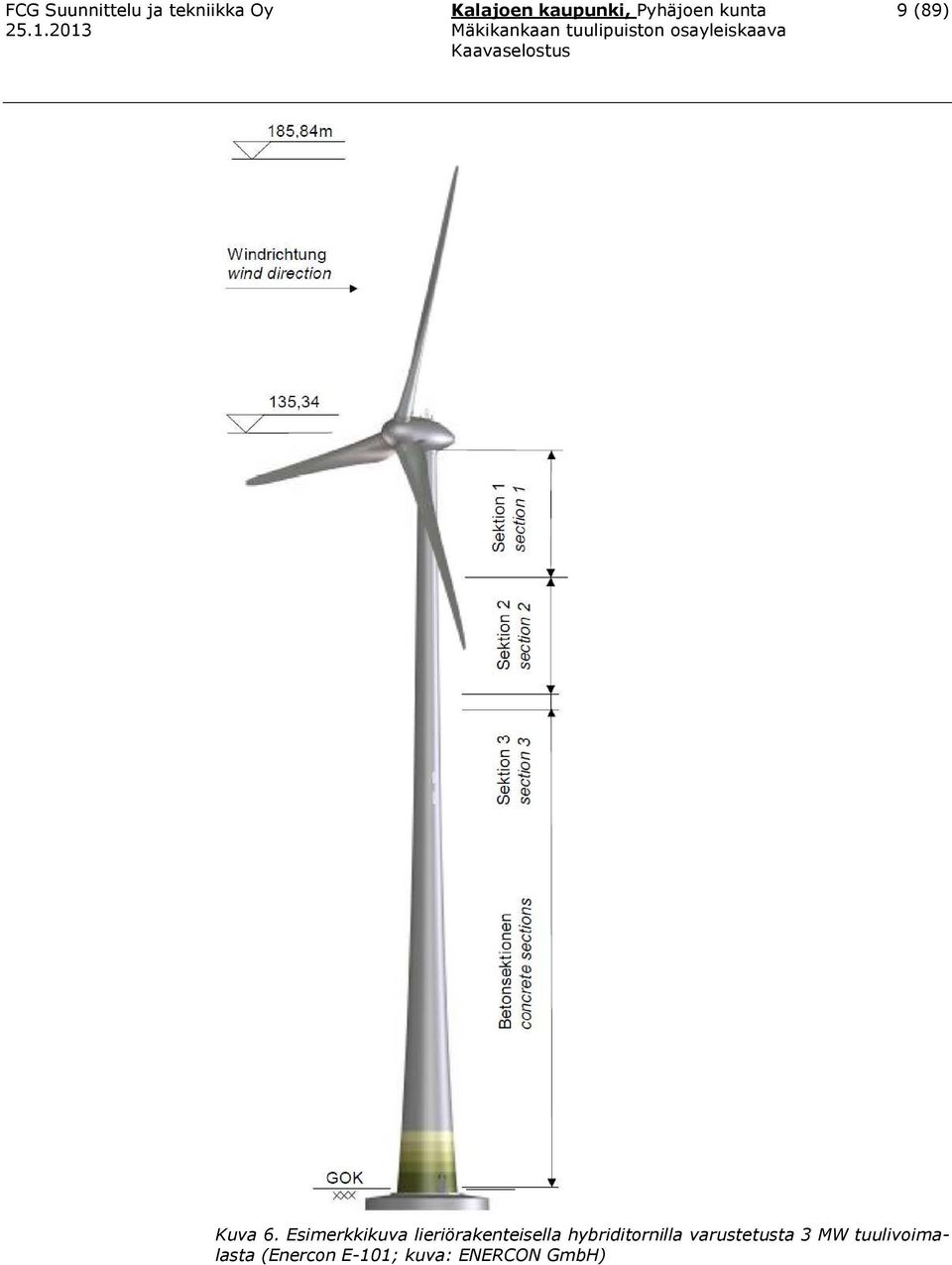 Esimerkkikuva lieriörakenteisella hybriditornilla