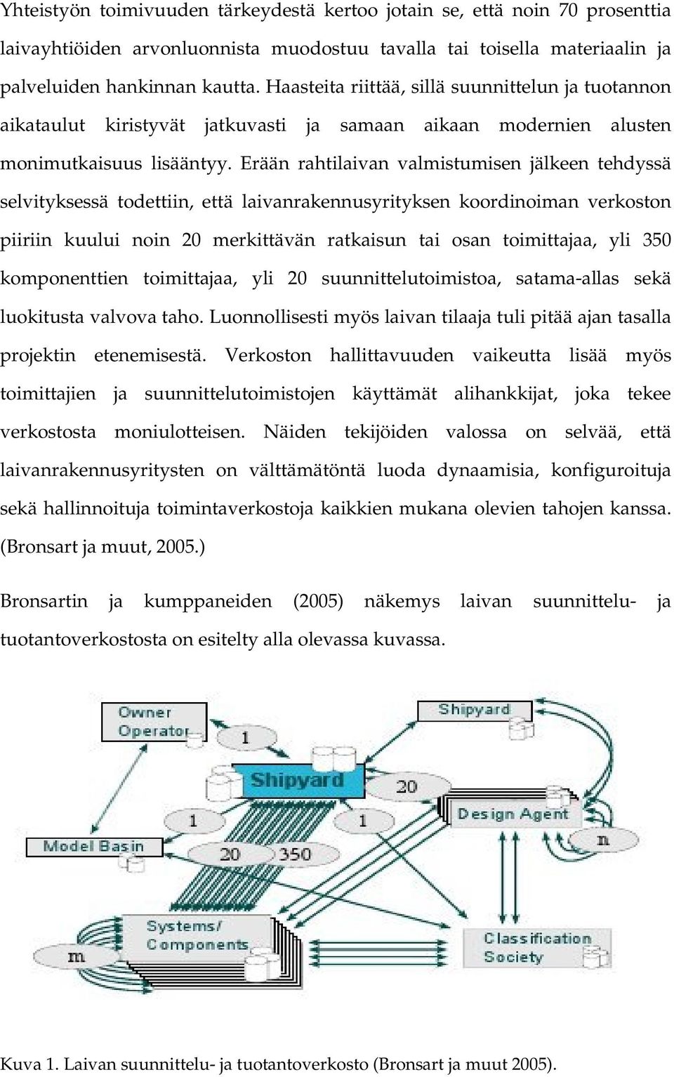 Erään rahtilaivan valmistumisen jälkeen tehdyssä selvityksessä todettiin, että laivanrakennusyrityksen koordinoiman verkoston piiriin kuului noin 20 merkittävän ratkaisun tai osan toimittajaa, yli