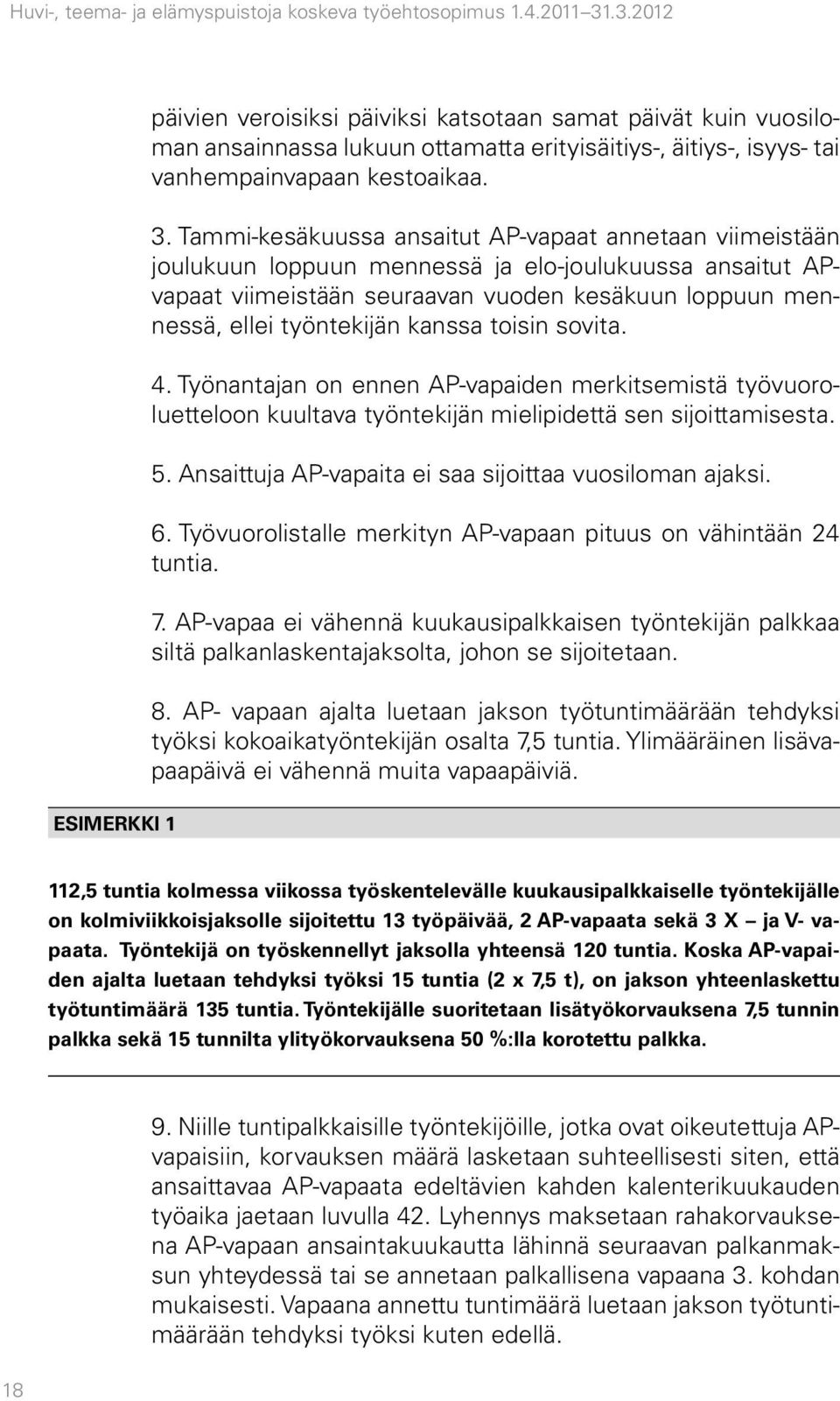 Tammi-kesäkuussa ansaitut AP-vapaat annetaan viimeistään joulukuun loppuun mennessä ja elo-joulukuussa ansaitut APvapaat viimeistään seuraavan vuoden kesäkuun loppuun mennessä, ellei työntekijän