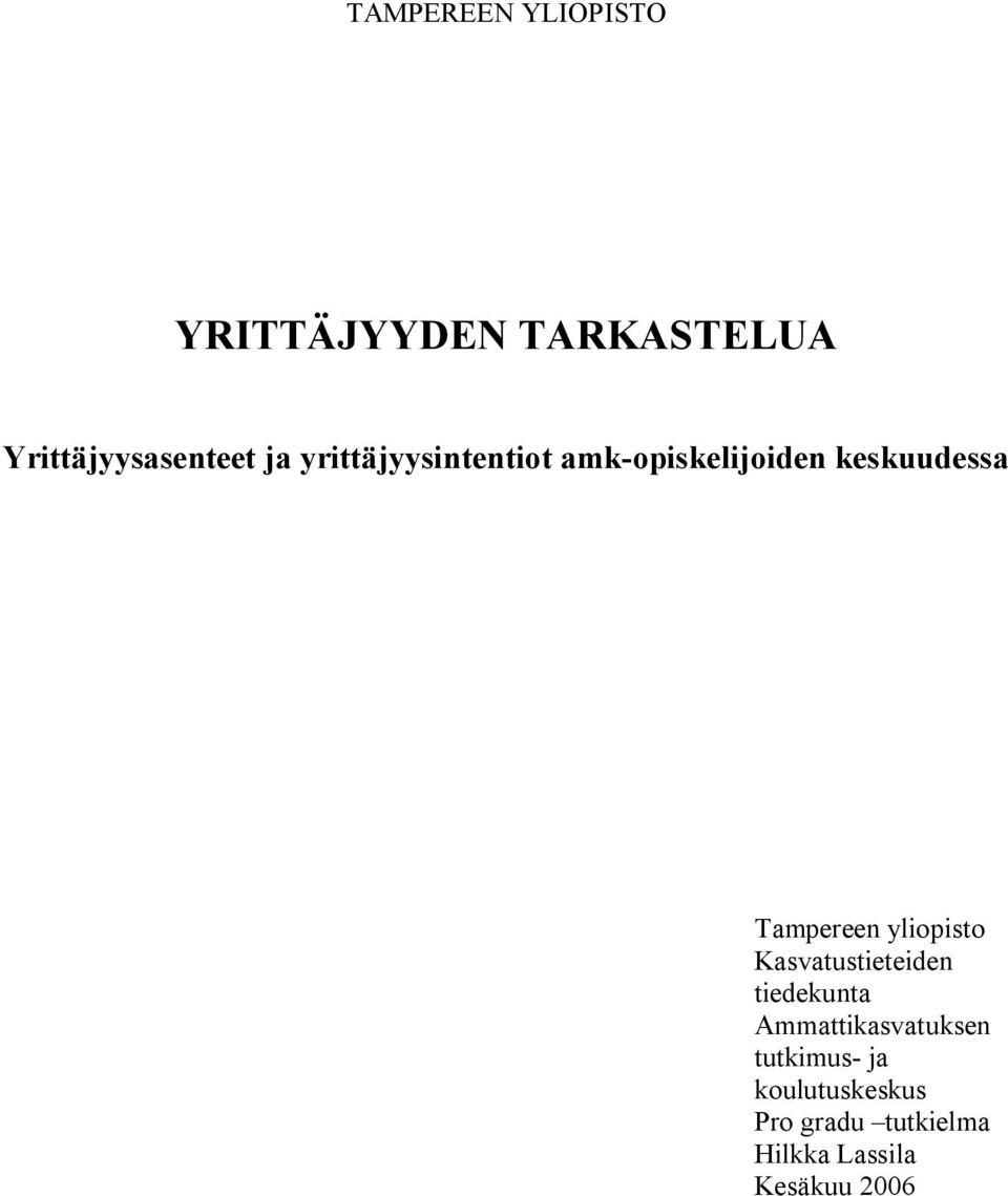 yliopisto Kasvatustieteiden tiedekunta Ammattikasvatuksen