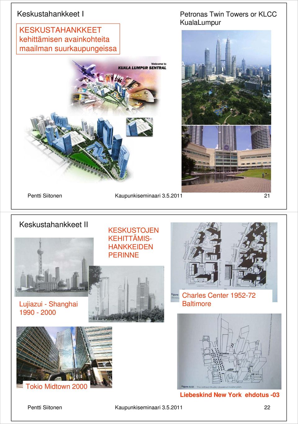 2011 21 Keskustahankkeet II KESKUSTOJEN KEHITTÄMIS- HANKKEIDEN PERINNE Lujiazui - Shanghai