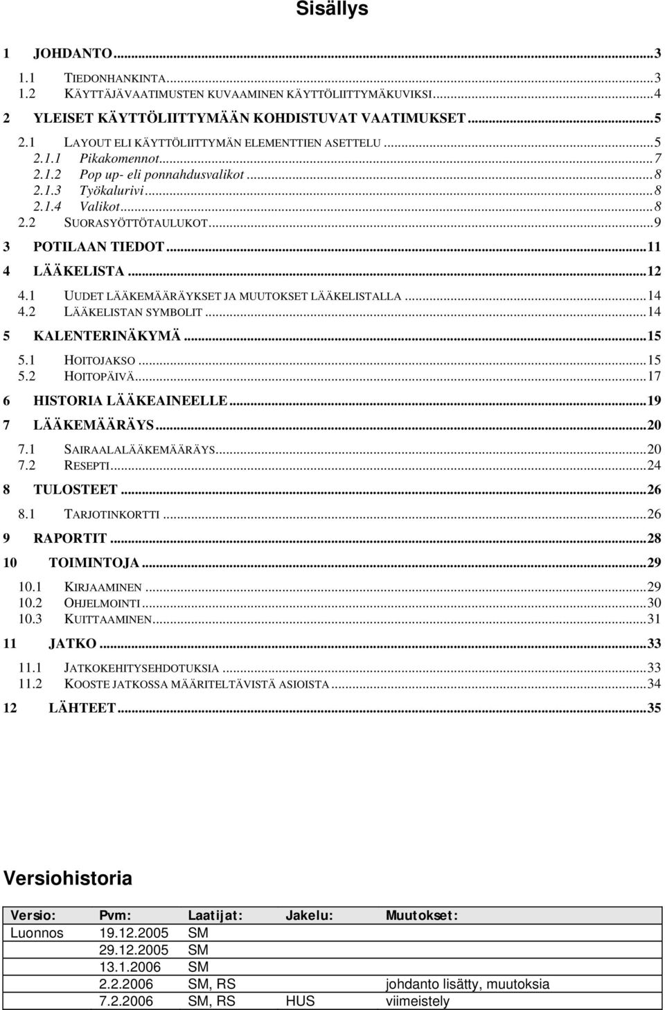 ..11 4 LÄÄKELISTA...12 4.1 UUDET LÄÄKEMÄÄRÄYKSET JA MUUTOKSET LÄÄKELISTALLA...14 4.2 LÄÄKELISTAN SYMBOLIT...14 5 KALENTERINÄKYMÄ...15 5.1 HOITOJAKSO...15 5.2 HOITOPÄIVÄ...17 6 HISTORIA LÄÄKEAINEELLE.