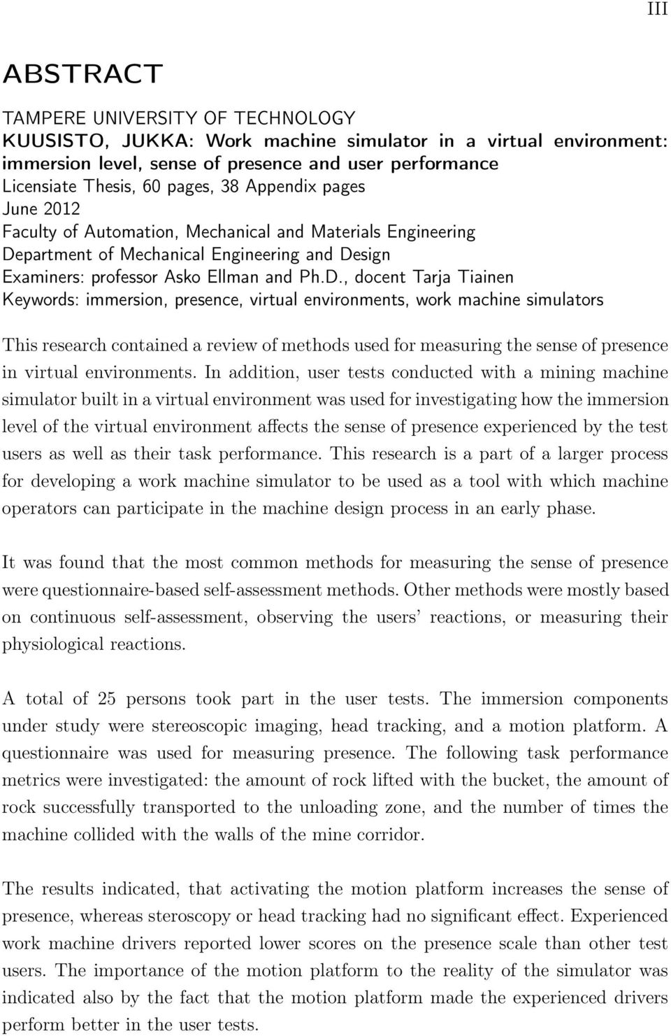 partment of Mechanical Engineering and De