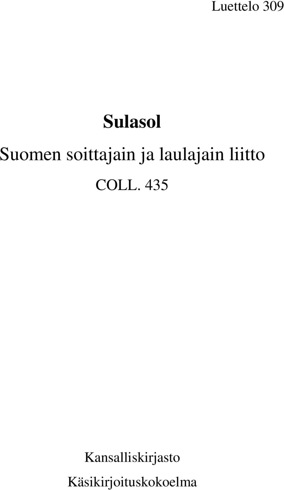 laulajain liitto COLL.