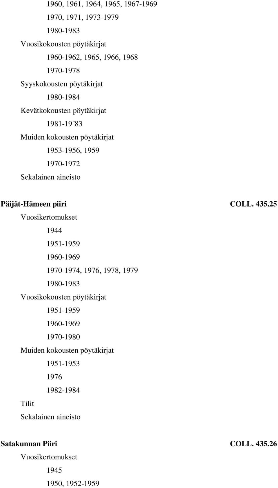 Päijät-Hämeen piiri COLL. 435.