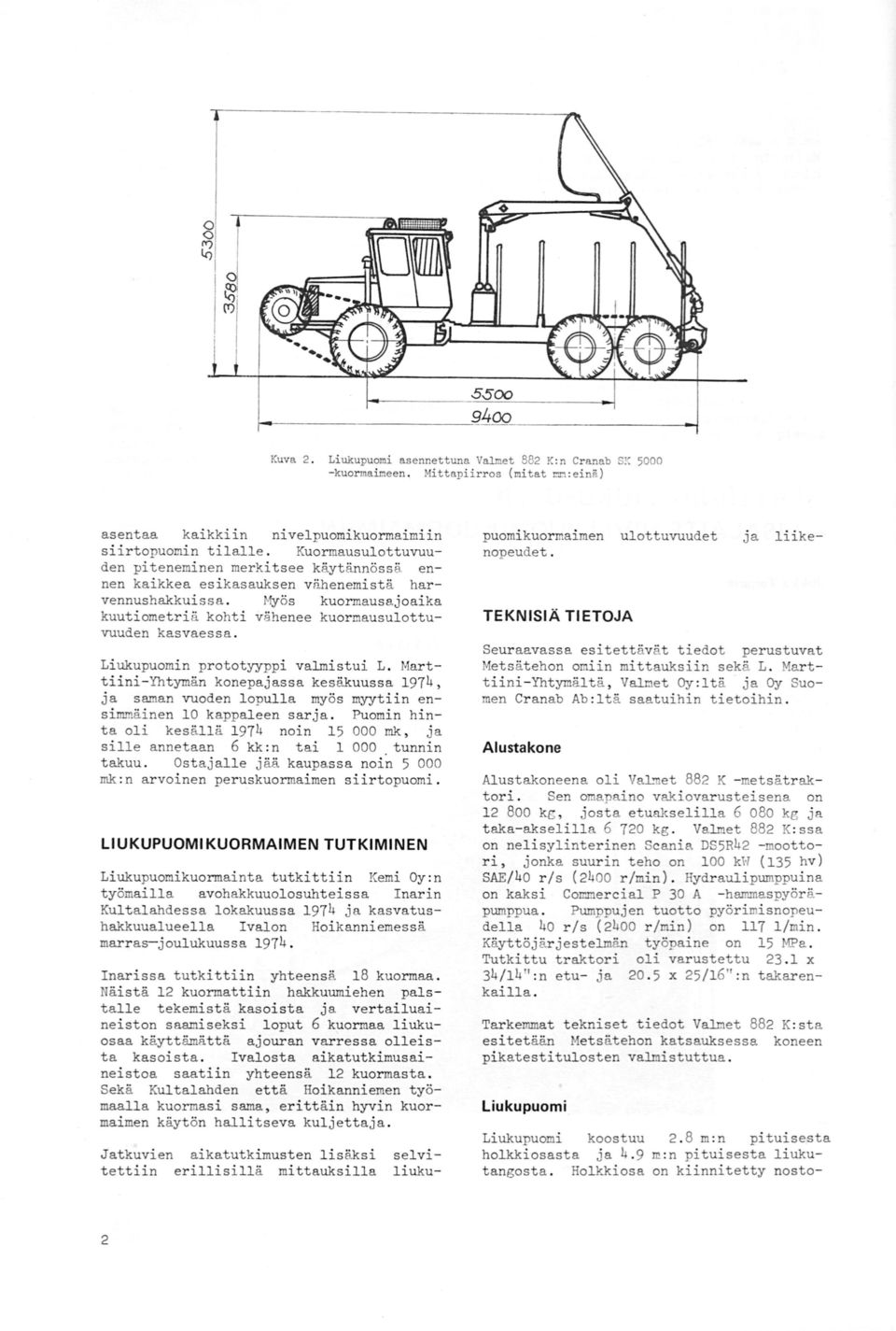 MarttiiniYhtymän konepajassa kesäkuussa 974, ja saman vuoden lopulla myös myytiin ensimmäinen 0 kappaleen sarja Puomin hinta oli kesällä 974 noin 5 000 mk, j a sille anneta an kk:n tai 000 tunnin