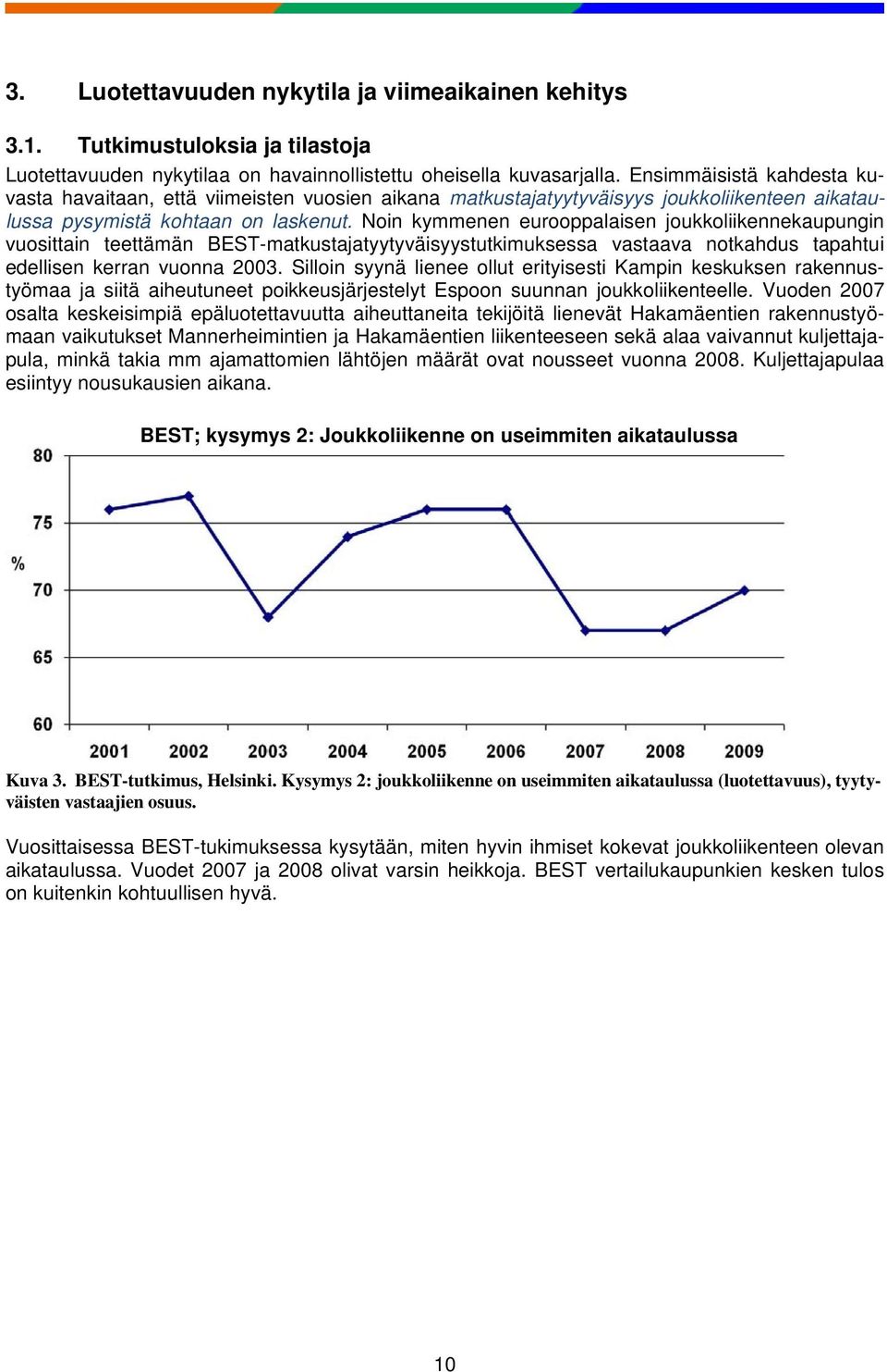 Noin kymmenen eurooppalaisen joukkoliikennekaupungin vuosittain teettämän BEST-matkustajatyytyväisyystutkimuksessa vastaava notkahdus tapahtui edellisen kerran vuonna 2003.