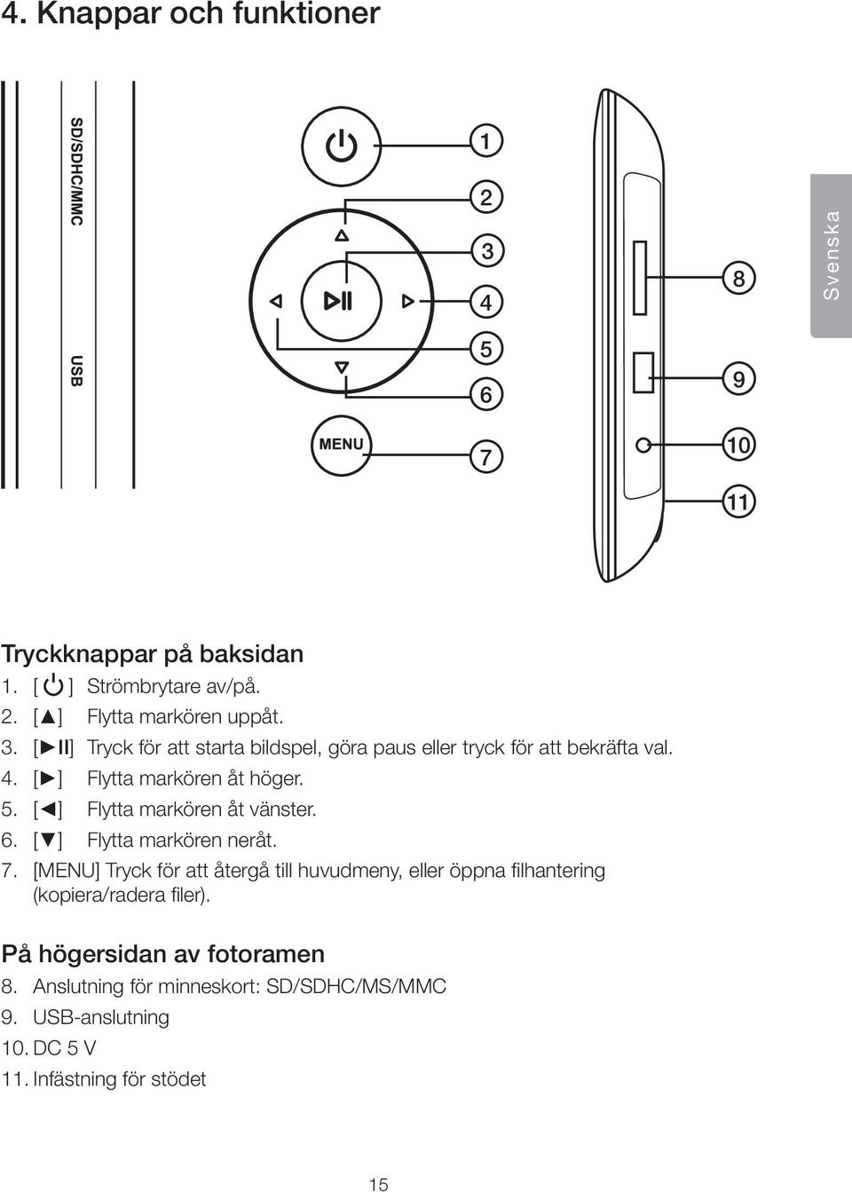 [ ] Flytta markören åt vänster. 6. [ ] Flytta markören neråt. 7.