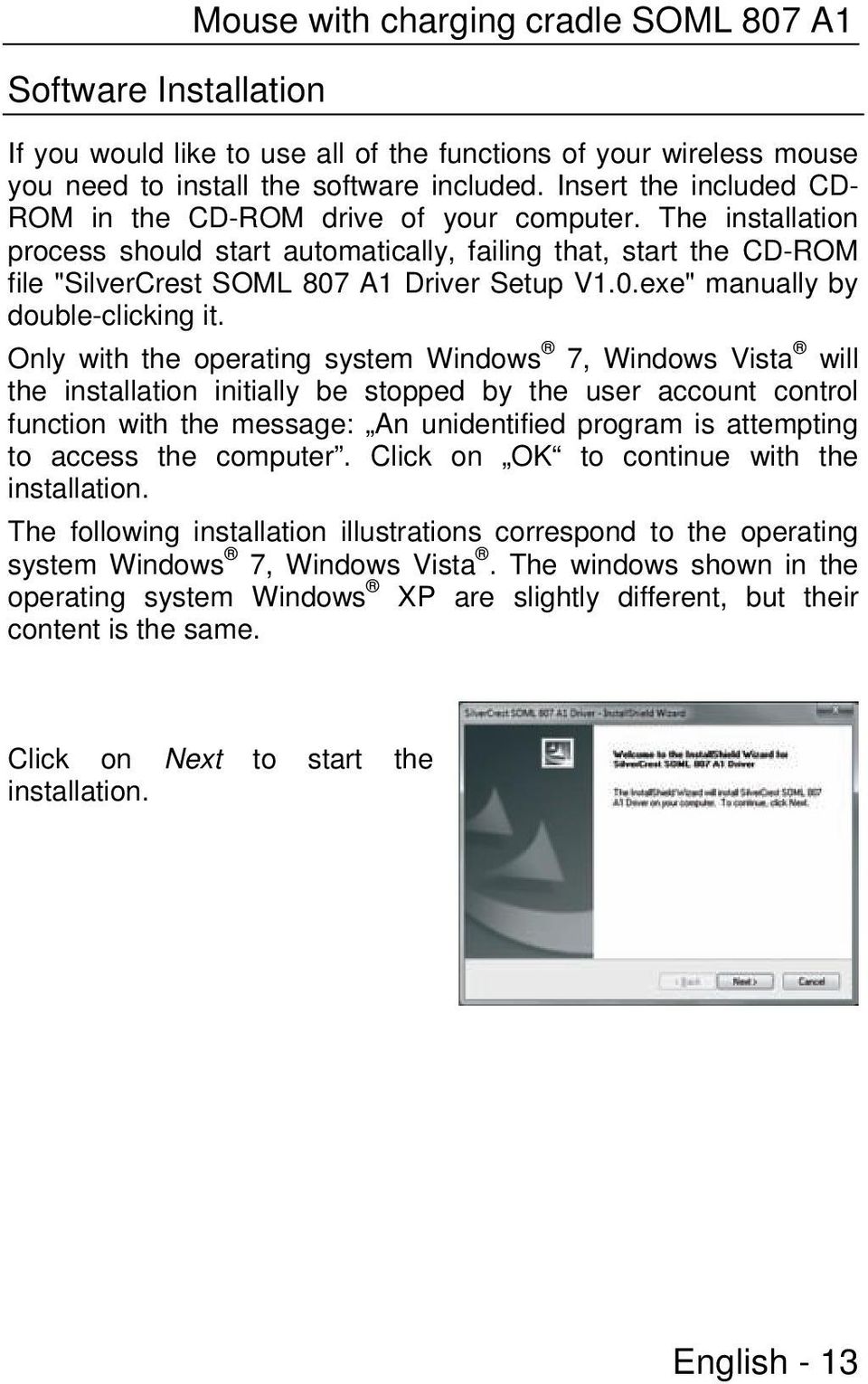A1 Driver Setup V1.0.exe" manually by double-clicking it.